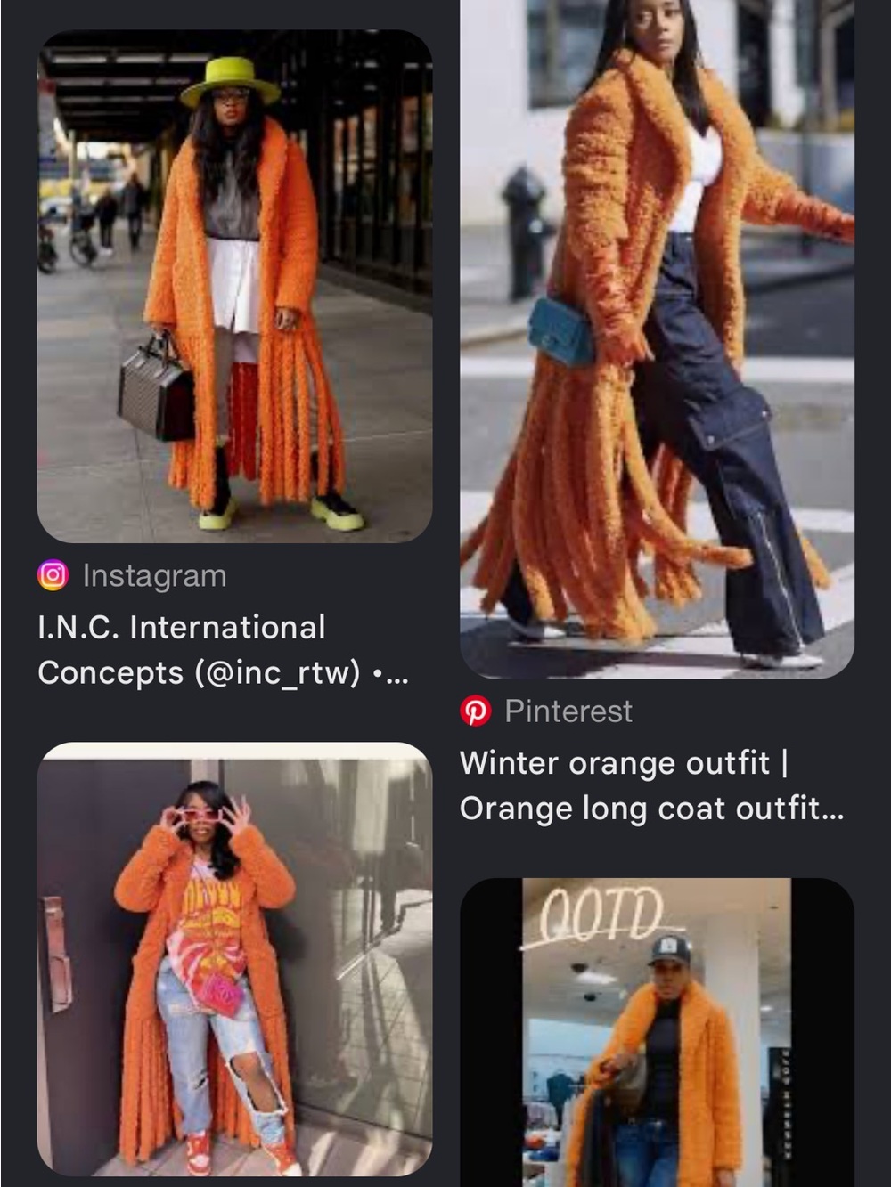 INC International Concepts Orange Teddy Fringe Long Coat - Picture 8 of 8